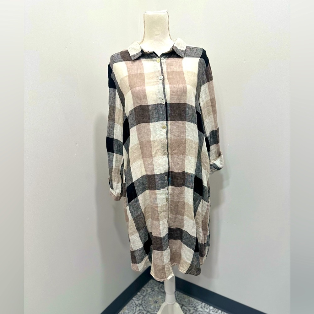 Match Point Linen Buffalo Plaid Dress